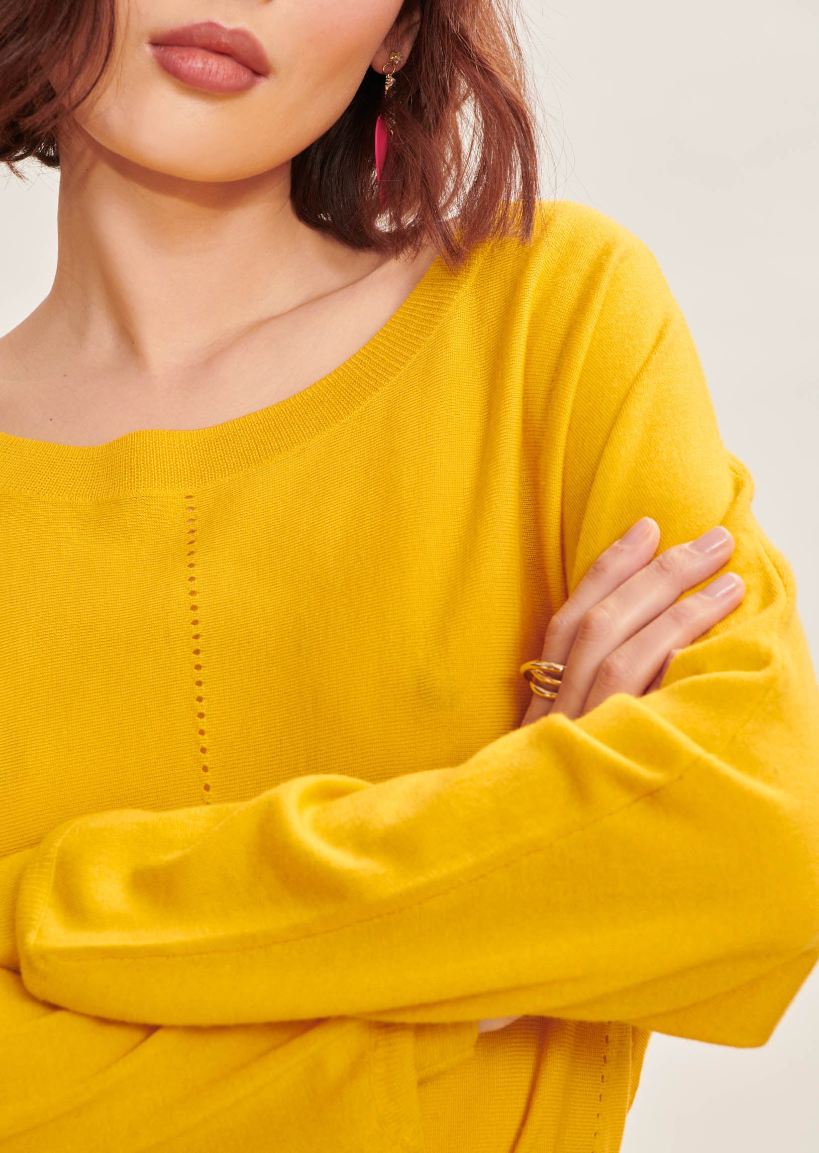 Pull Penelope jaune en merinos extrafin Faume - seconde main