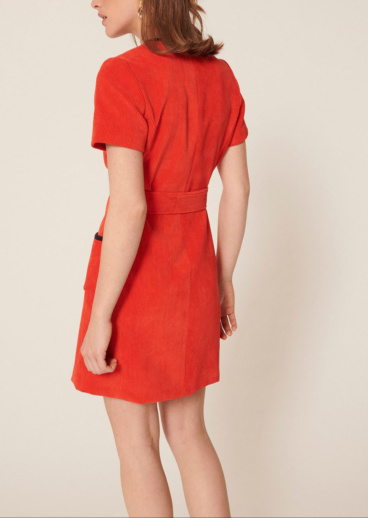 Robe Rythme rouge en velours côtelé Faume - seconde main