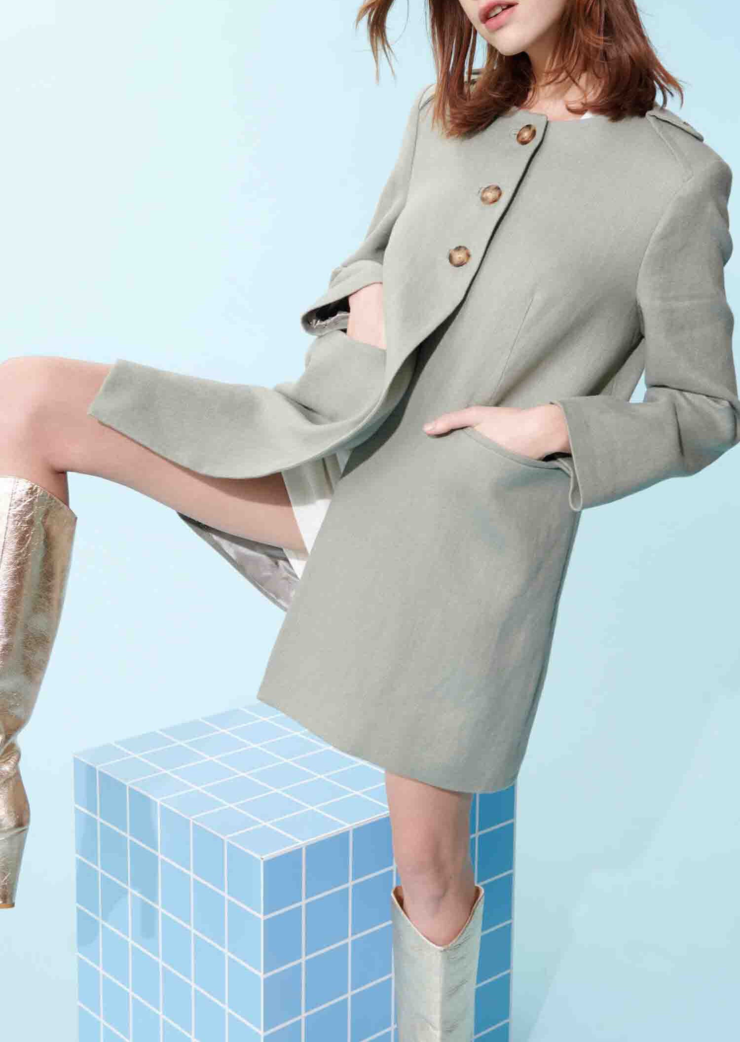 Manteau Martina vert pâle en lin Faume - seconde main