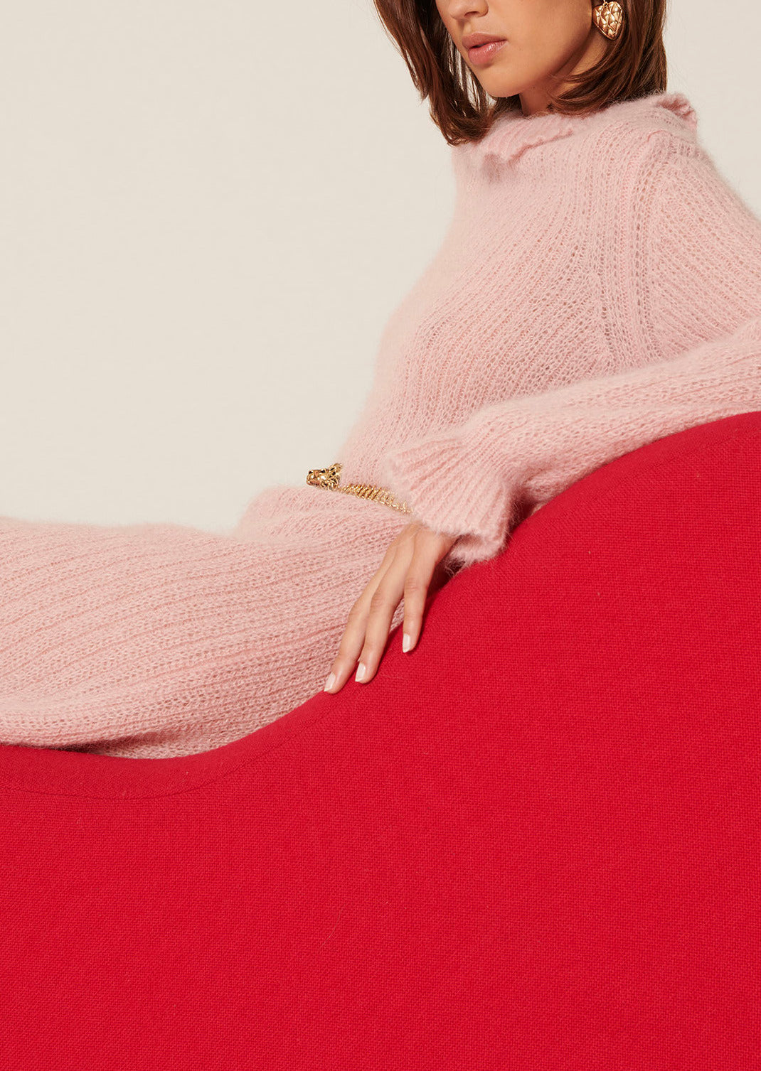 Robe pull Redestro rose en mohair et alpaga Faume - seconde main