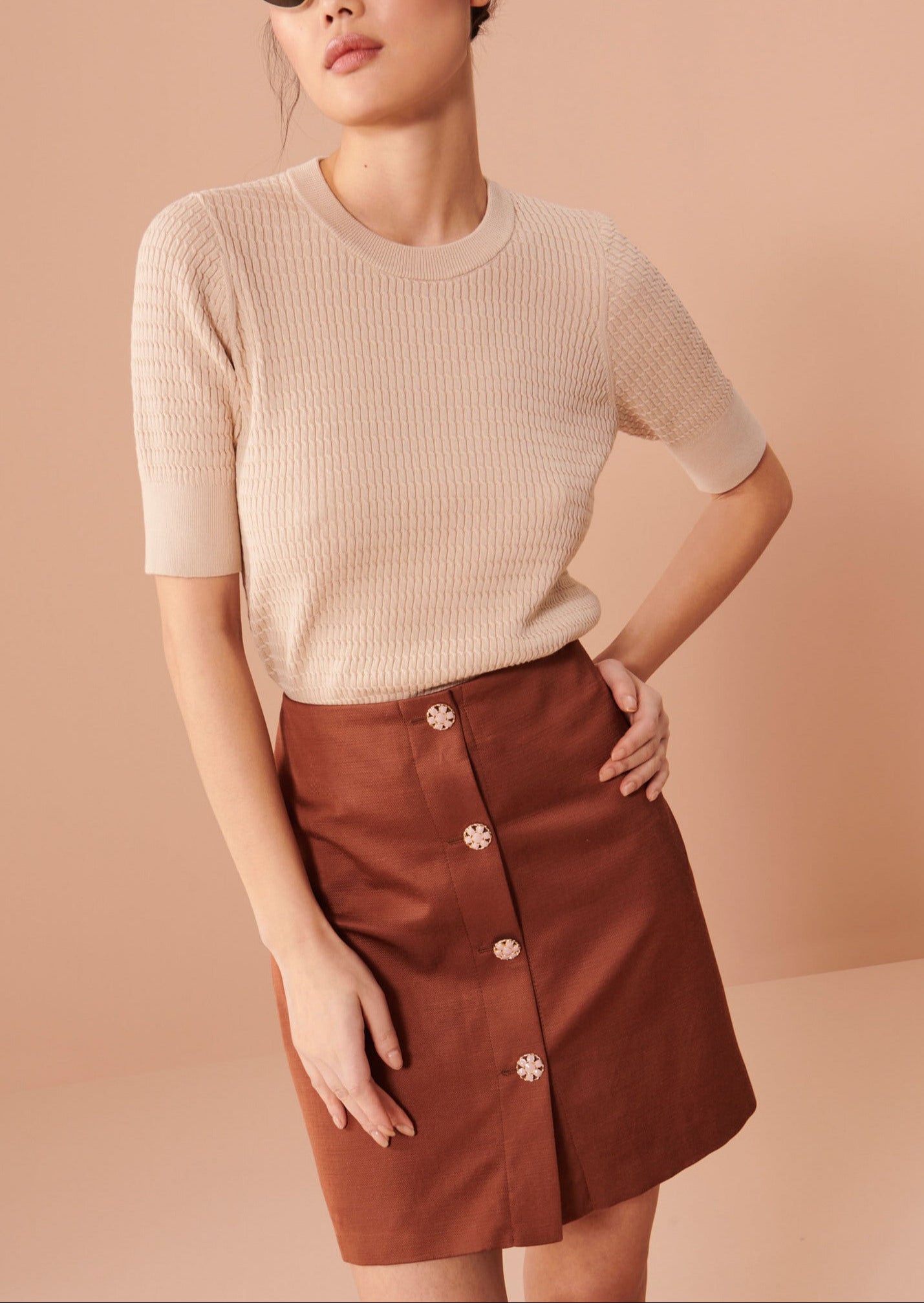 Pull Pierrina beige en coton extrafin Faume - seconde main