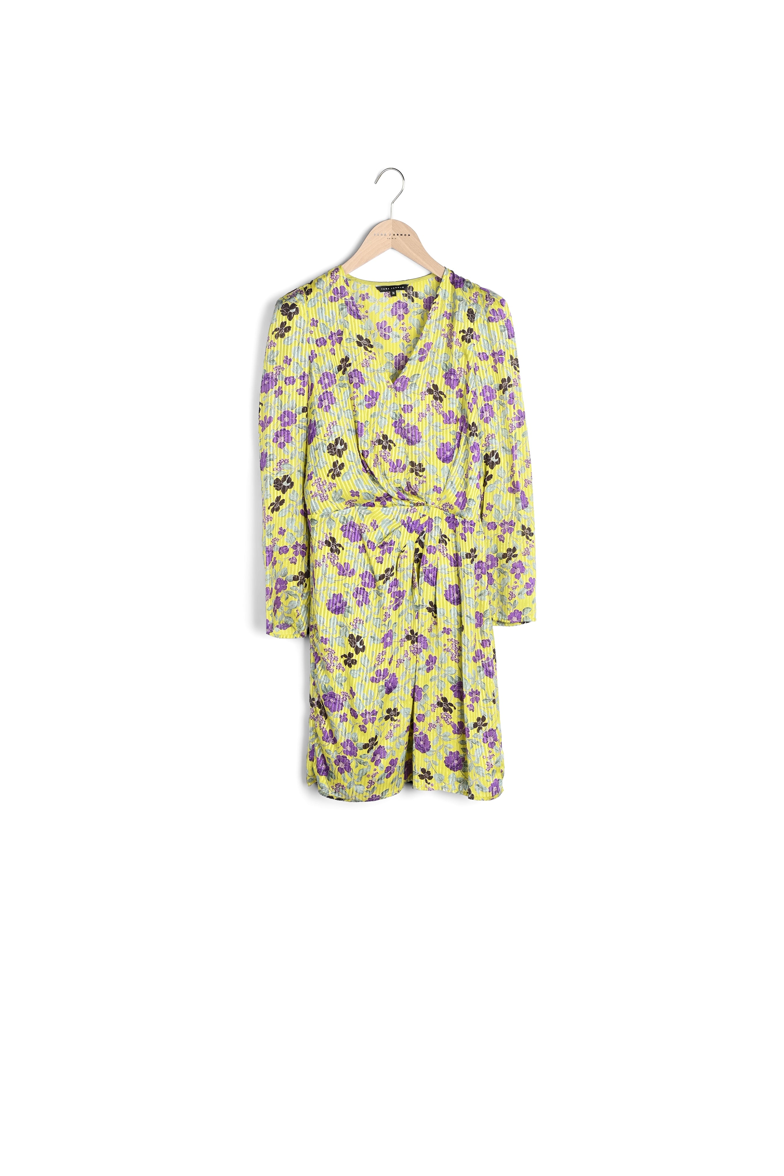 Robe courte Revelyne jaune imprimé fleurs lurex Faume - seconde main